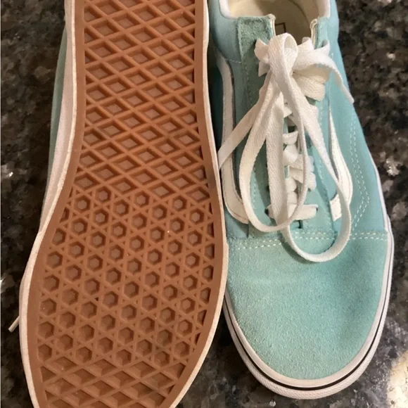 Vans AQUA BLUE and White Sneakers. OFF THE WALL OLD SKOOL - Picture 5 of 8